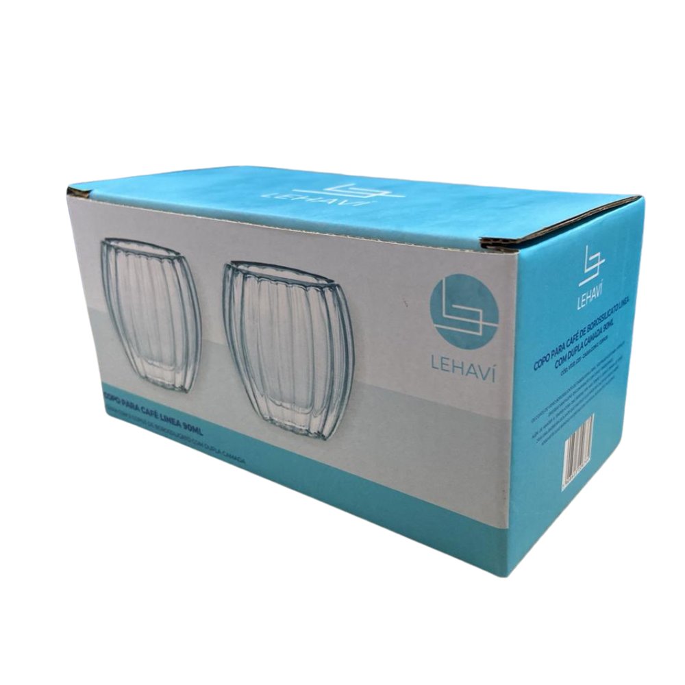 Conjunto 2 Copos Café Espresso Vidro Borossilicato Lehavi 90ml