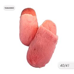 Pantufa Feminina Felpuda Rosa 40/41 - imagem 1